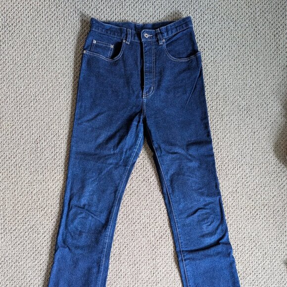 Retro long blue flared pants, high waist – tall; stretchable - Picture 2 of 4